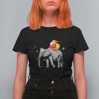 Christmas Santa Riding Elephant T Shirt For Women Xmas Tree Light Funny Festive - Wonder Print Shop