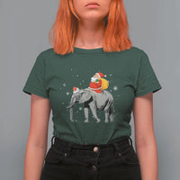 Christmas Santa Riding Elephant T Shirt For Women Xmas Tree Light Funny Festive - Wonder Print Shop