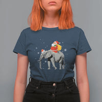 Christmas Santa Riding Elephant T Shirt For Women Xmas Tree Light Funny Festive - Wonder Print Shop