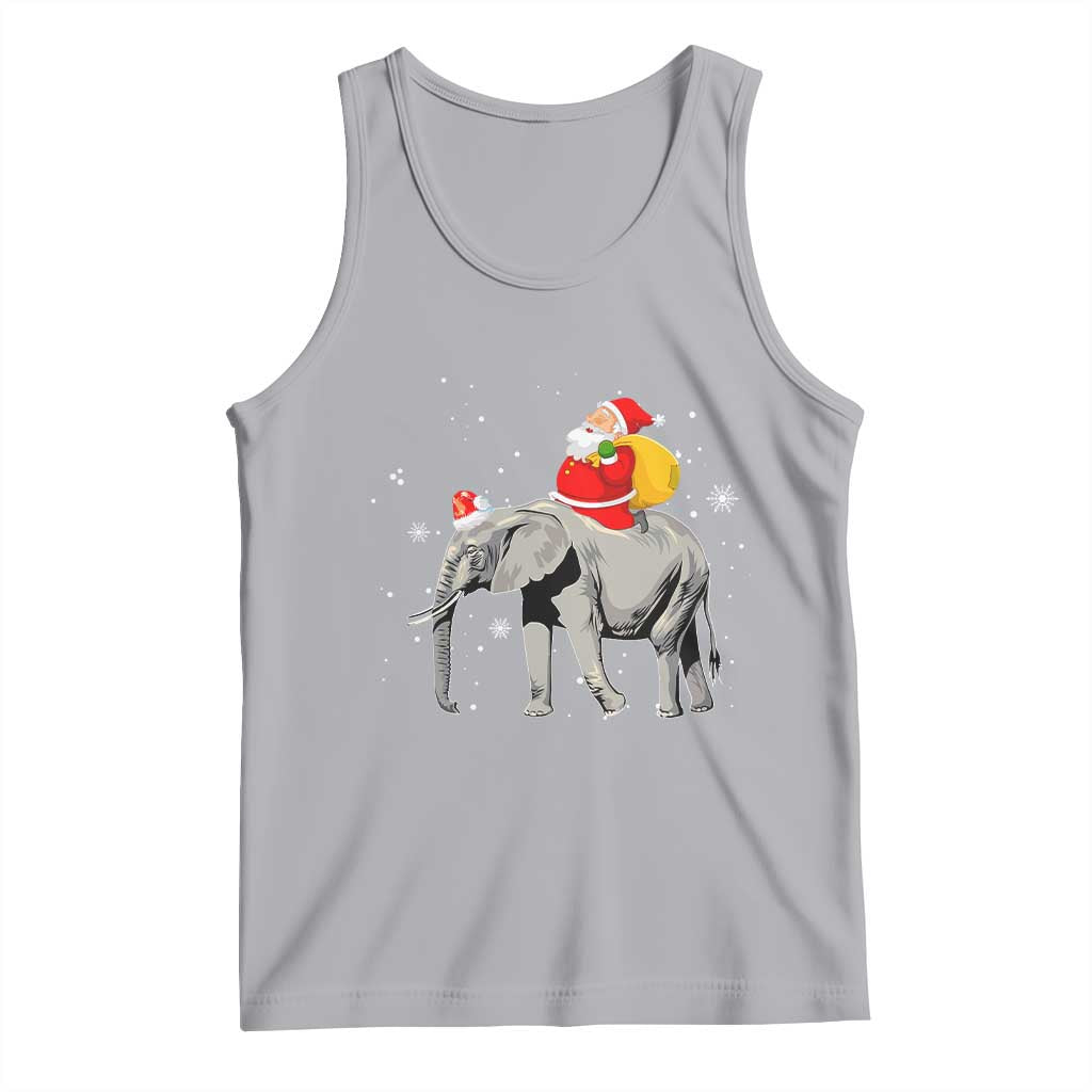 Christmas Santa Riding Elephant Tank Top Xmas Tree Light Funny Festive