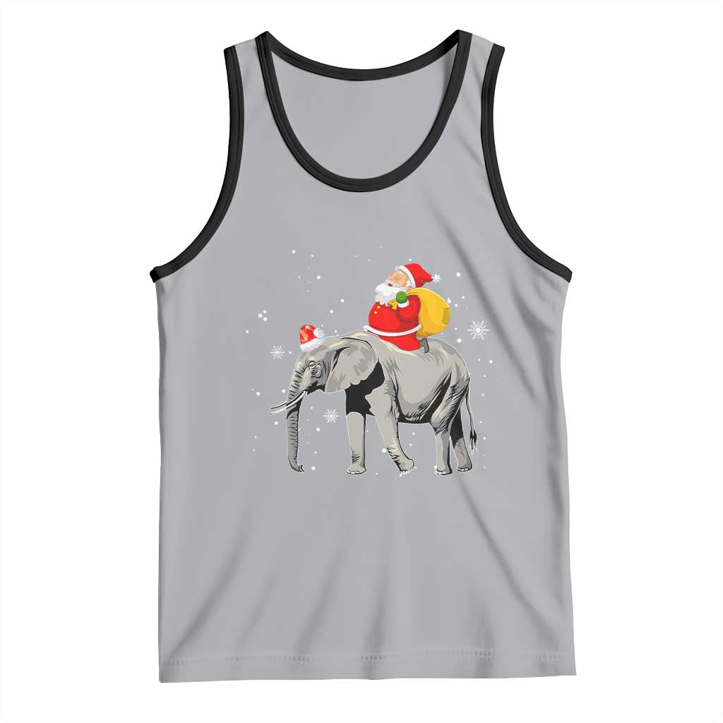 Christmas Santa Riding Elephant Tank Top Xmas Tree Light Funny Festive