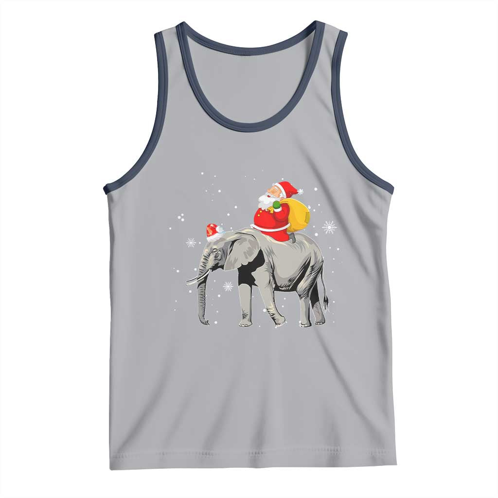 Christmas Santa Riding Elephant Tank Top Xmas Tree Light Funny Festive