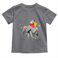 Christmas Santa Riding Elephant Toddler T Shirt Xmas Tree Light Funny Festive