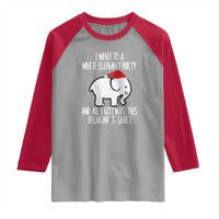 Funny White Elephant Christmas Raglan Shirt I Went To A White Party And Got This Gift Exchange