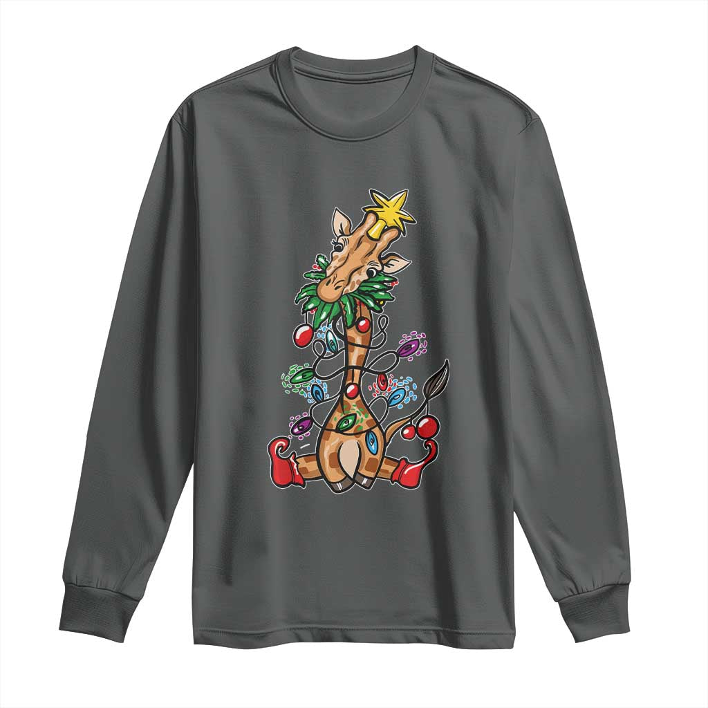 Giraffe Christmas Tree Long Sleeve Shirt Funny Xmas Giraffes Lover Gift