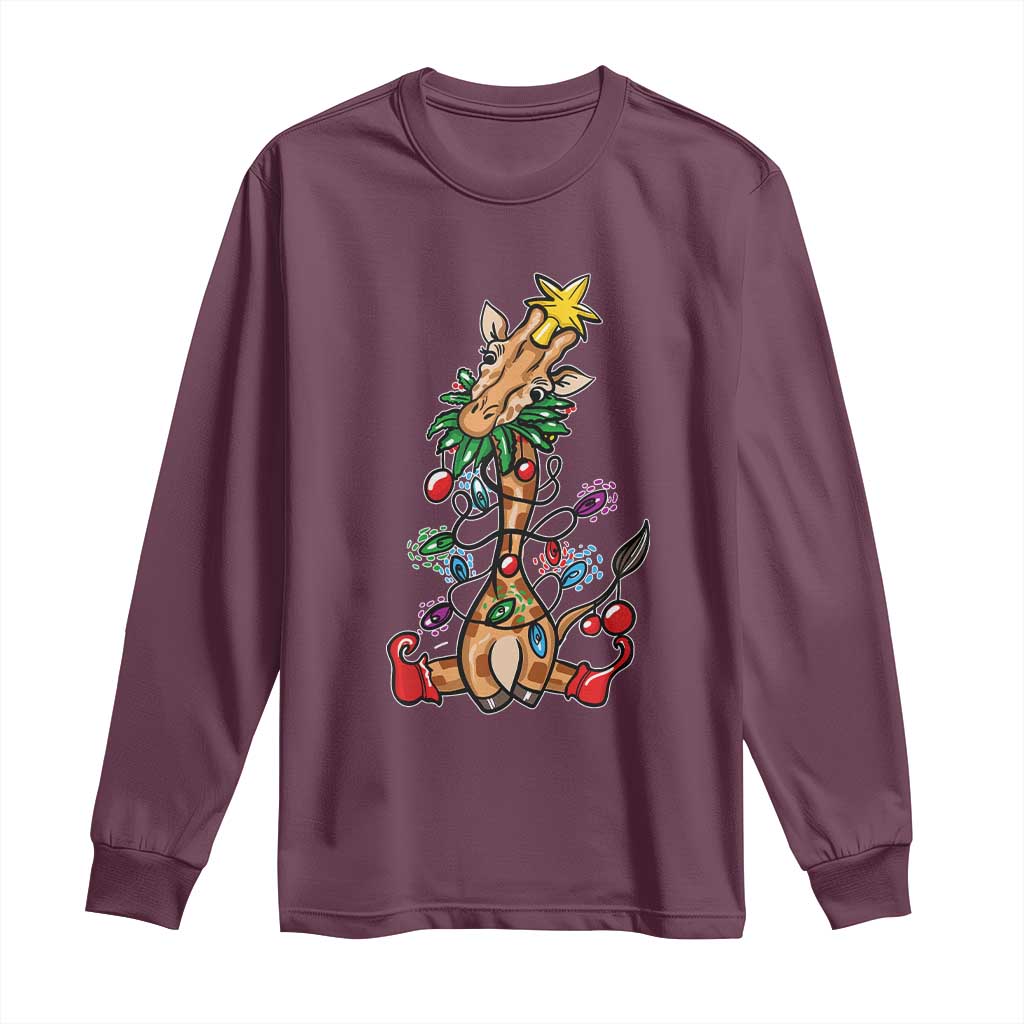 Giraffe Christmas Tree Long Sleeve Shirt Funny Xmas Giraffes Lover Gift