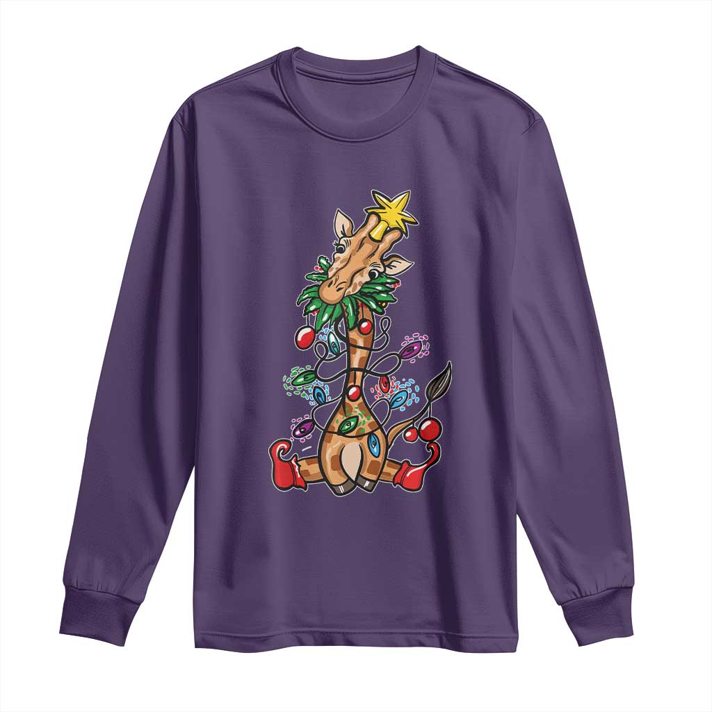 Giraffe Christmas Tree Long Sleeve Shirt Funny Xmas Giraffes Lover Gift