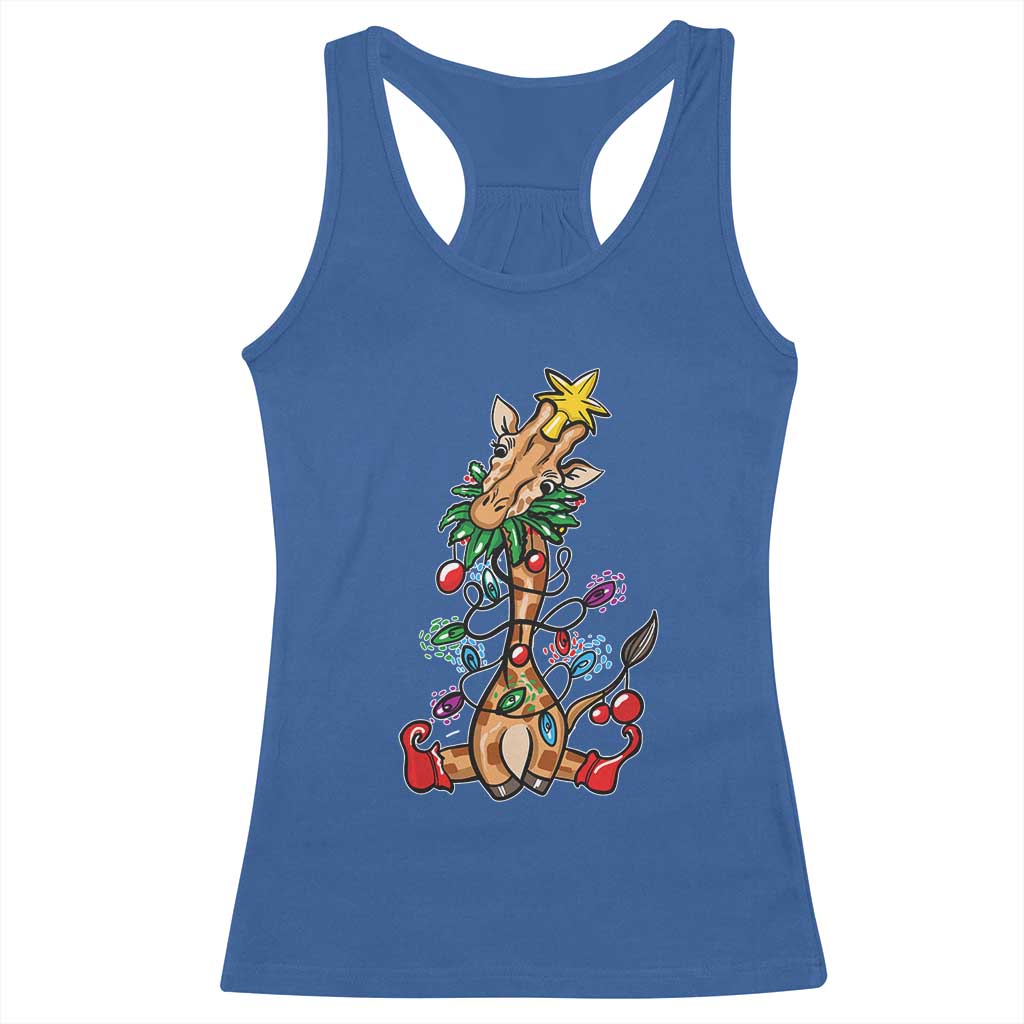 Giraffe Christmas Tree Racerback Tank Top Funny Xmas Giraffes Lover Gift