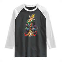 Giraffe Christmas Tree Raglan Shirt Funny Xmas Giraffes Lover Gift