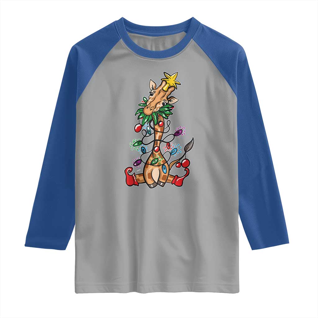Giraffe Christmas Tree Raglan Shirt Funny Xmas Giraffes Lover Gift
