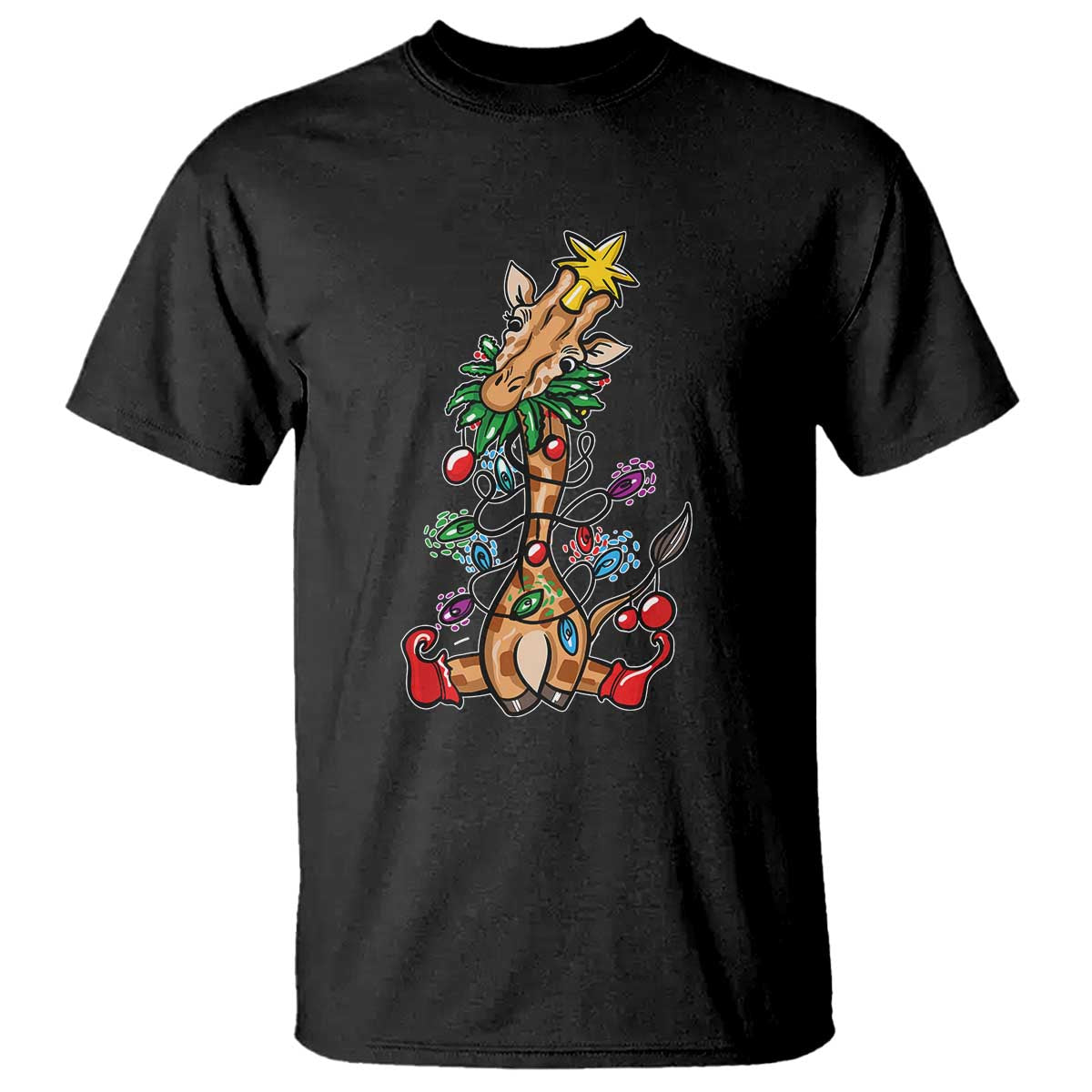 Giraffe Christmas Tree T Shirt Funny Xmas Giraffes Lover Gift - Wonder Print Shop