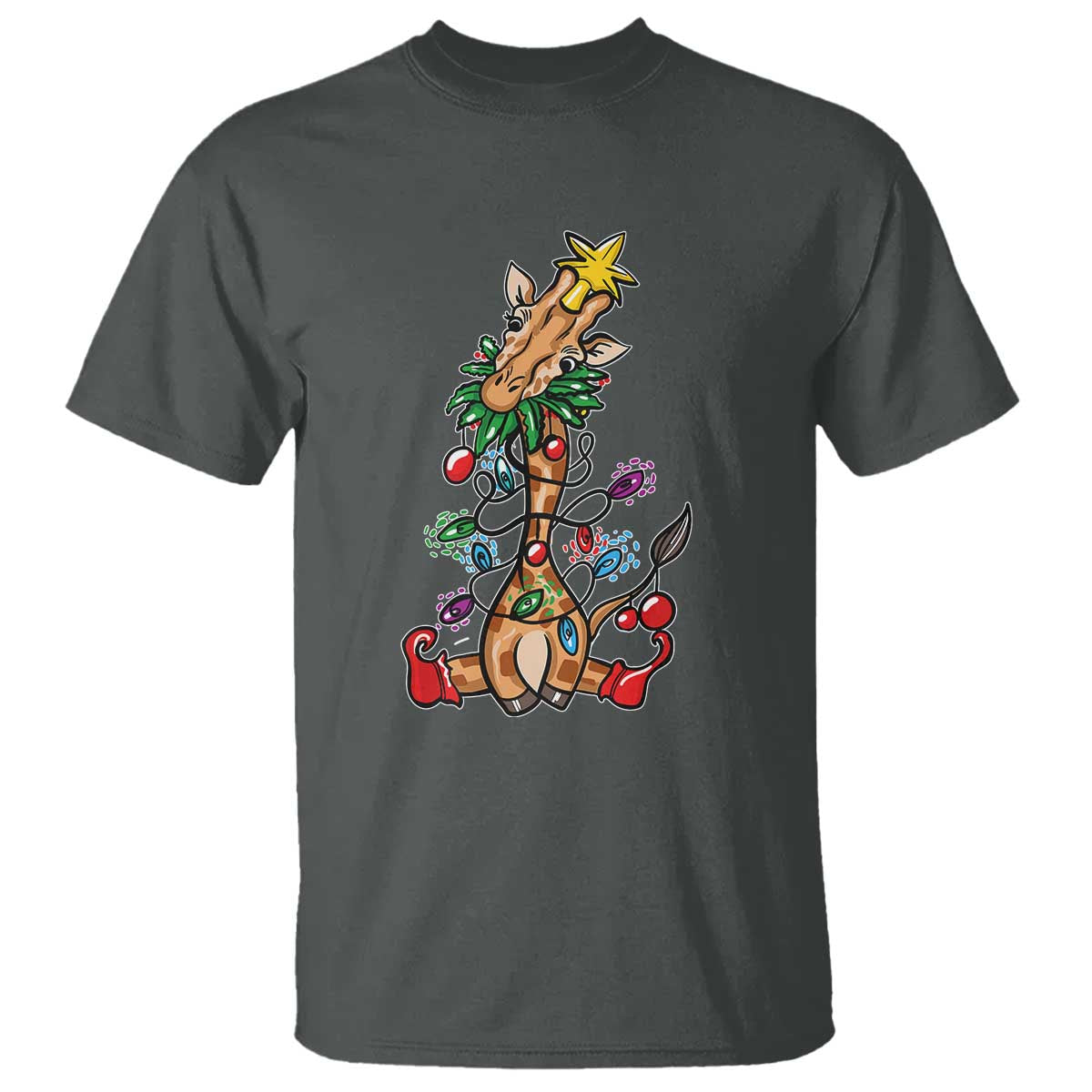 Giraffe Christmas Tree T Shirt Funny Xmas Giraffes Lover Gift - Wonder Print Shop