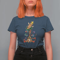 Giraffe Christmas Tree T Shirt For Women Funny Xmas Giraffes Lover Gift - Wonder Print Shop