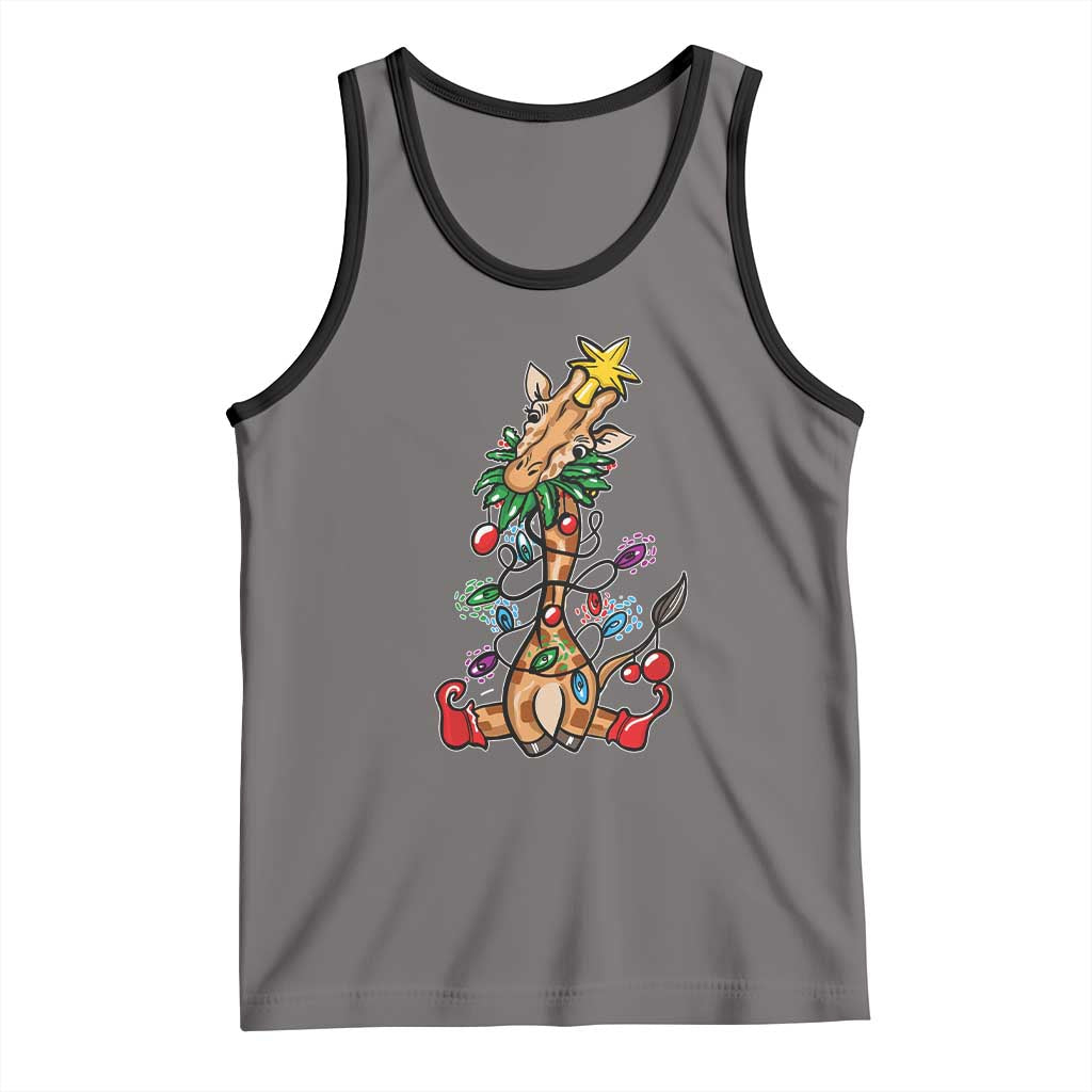 Giraffe Christmas Tree Tank Top Funny Xmas Giraffes Lover Gift