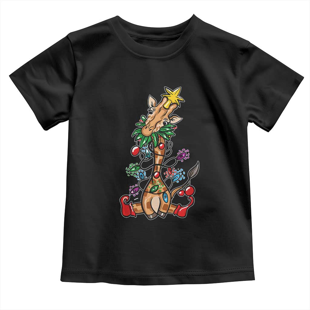 Giraffe Christmas Tree Toddler T Shirt Funny Xmas Giraffes Lover Gift