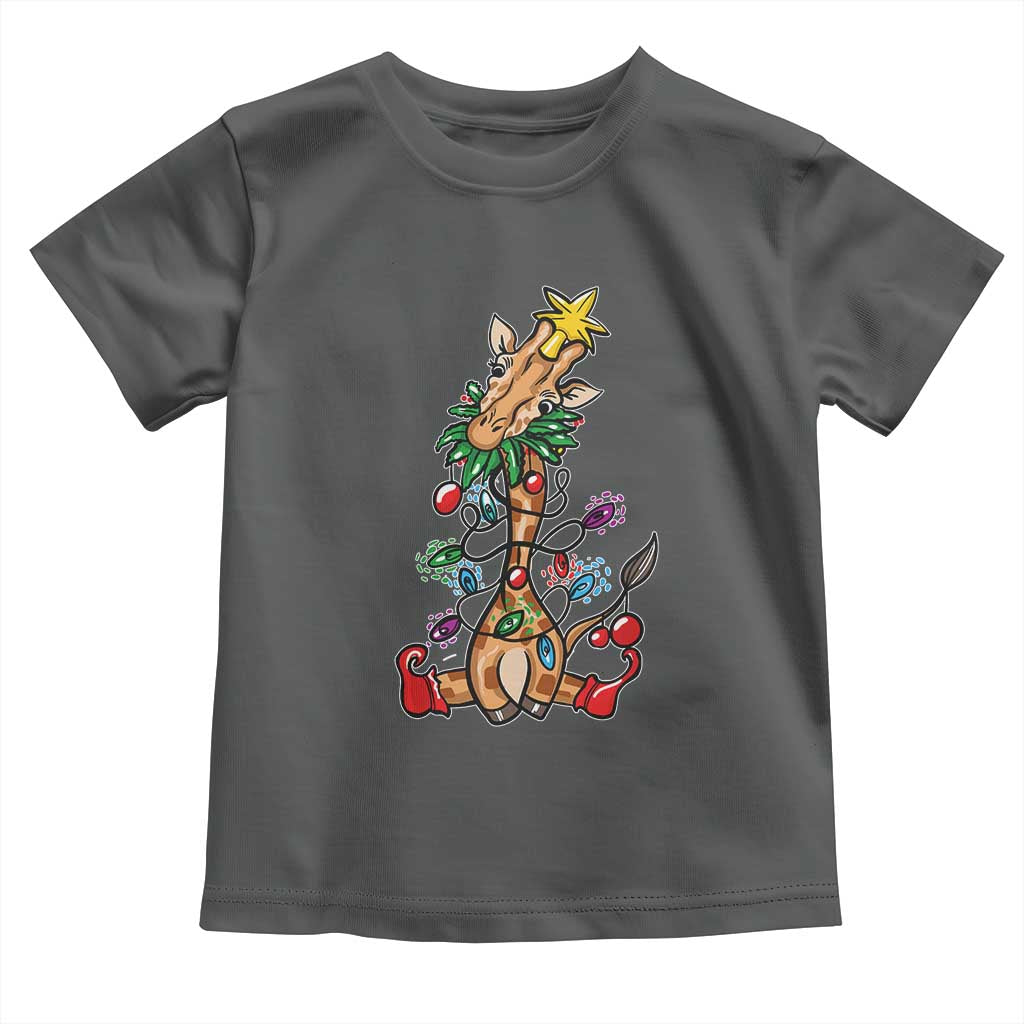 Giraffe Christmas Tree Toddler T Shirt Funny Xmas Giraffes Lover Gift