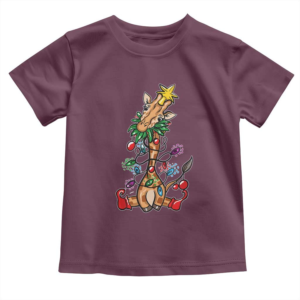 Giraffe Christmas Tree Toddler T Shirt Funny Xmas Giraffes Lover Gift