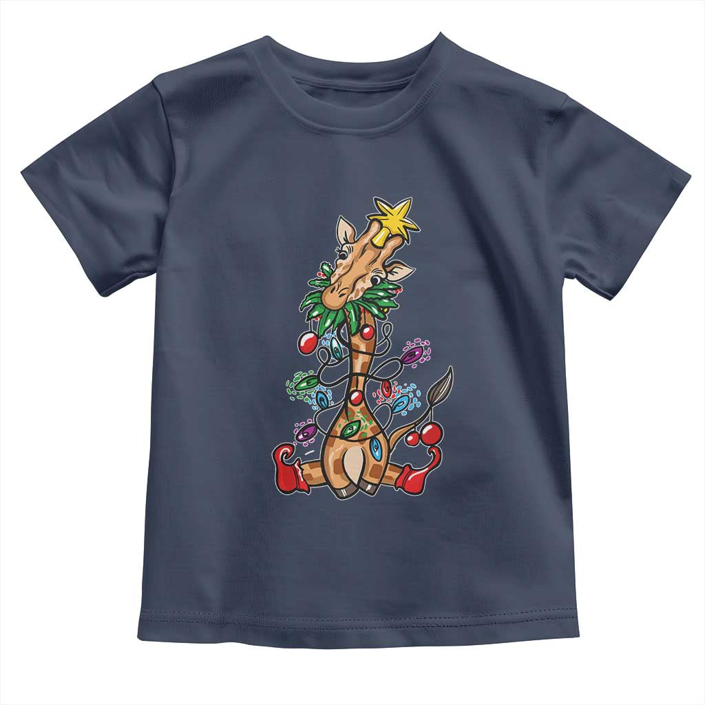 Giraffe Christmas Tree Toddler T Shirt Funny Xmas Giraffes Lover Gift