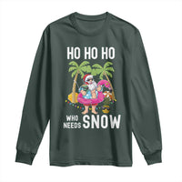 Tropical Beachy Christmas Long Sleeve Shirt Ho Ho Ho Who Needs Snow Santa Xmas In Hawaii Palm Tree