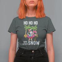 Tropical Beachy Christmas T Shirt For Women Ho Ho Ho Who Needs Snow Santa Xmas In Hawaii Palm Tree - Wonder Print Shop