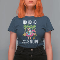 Tropical Beachy Christmas T Shirt For Women Ho Ho Ho Who Needs Snow Santa Xmas In Hawaii Palm Tree - Wonder Print Shop