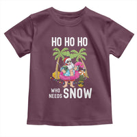 Tropical Beachy Christmas Toddler T Shirt Ho Ho Ho Who Needs Snow Santa Xmas In Hawaii Palm Tree
