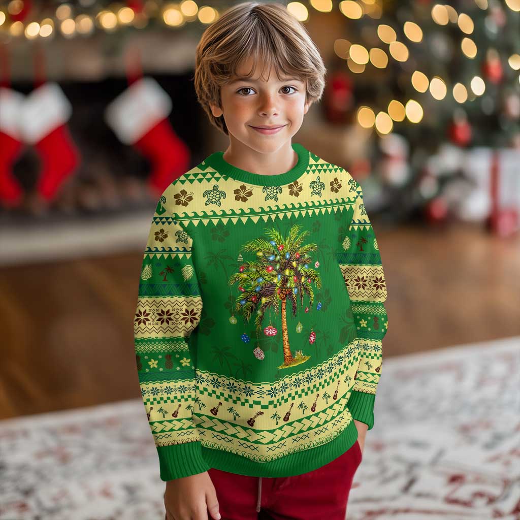 Xmas Palm Tree Ugly Christmas Sweater Lights Tropical Hawaiian Holidays - Wonder Print Shop