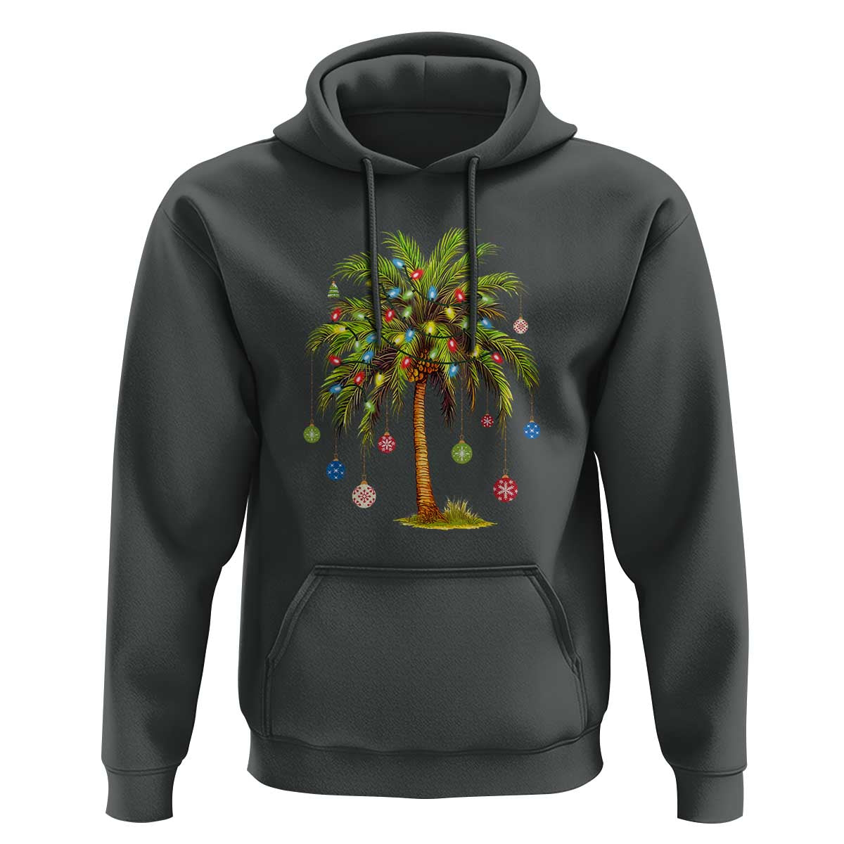 Christmas Palm Tree Hoodie Xmas Lights Tropical Hawaiian Holidays