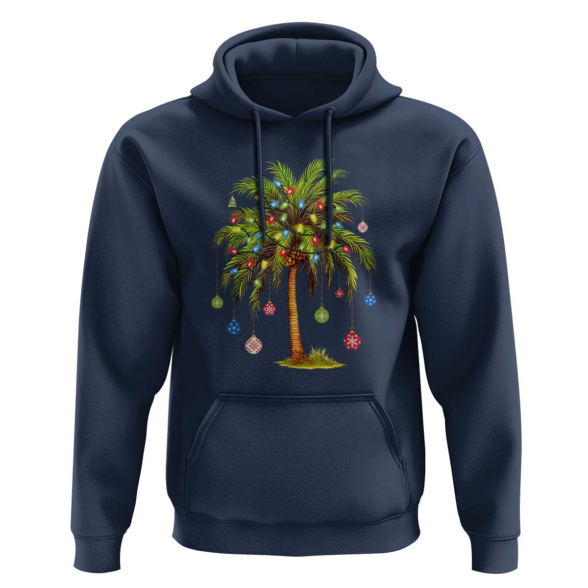 Christmas Palm Tree Hoodie Xmas Lights Tropical Hawaiian Holidays