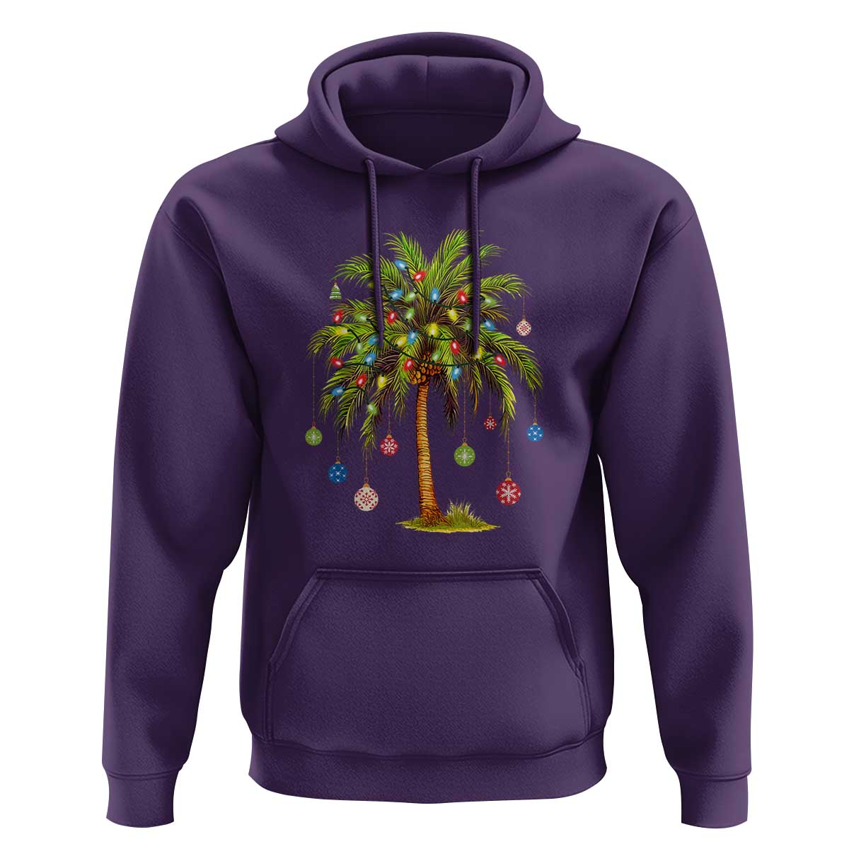 Christmas Palm Tree Hoodie Xmas Lights Tropical Hawaiian Holidays