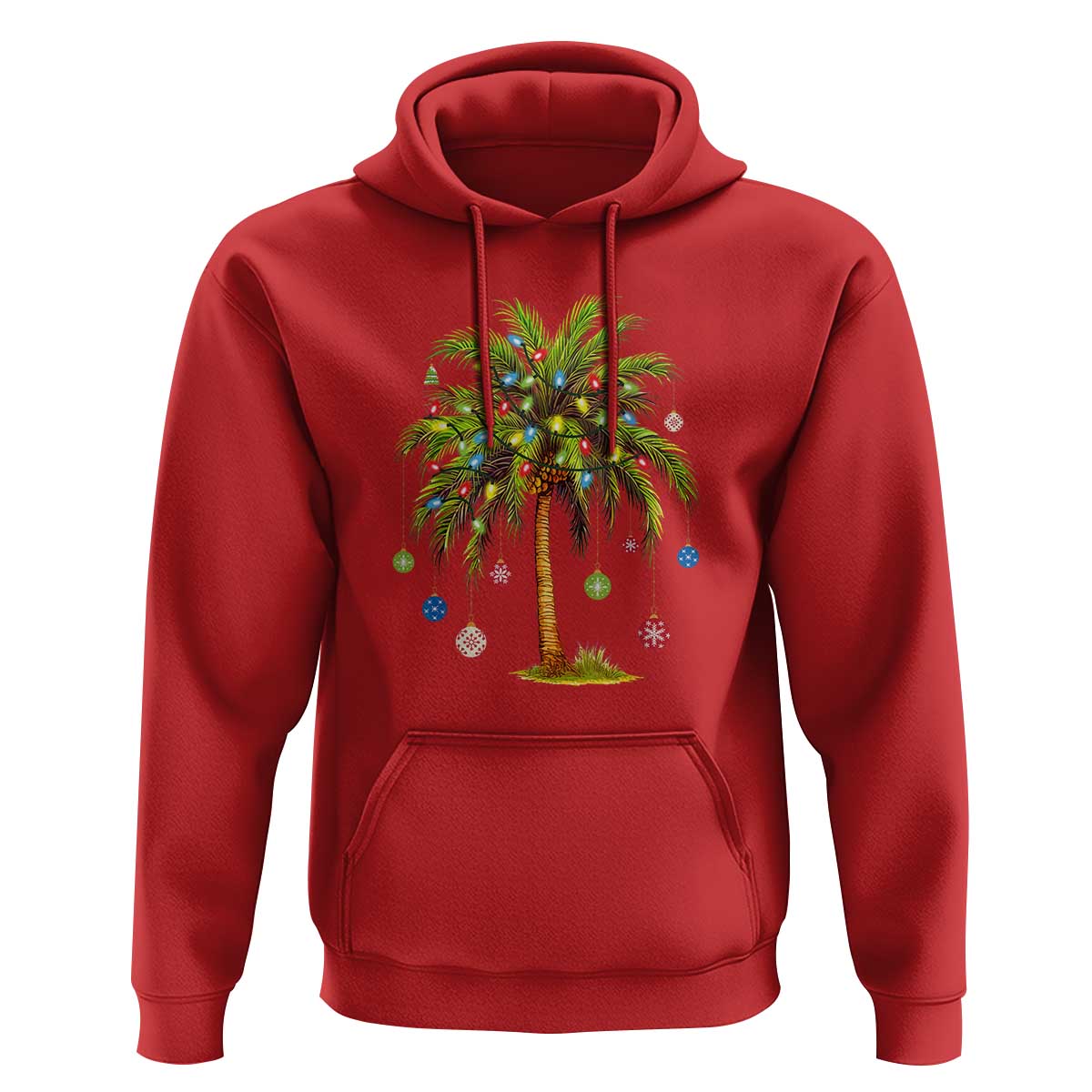 Christmas Palm Tree Hoodie Xmas Lights Tropical Hawaiian Holidays