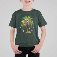 Christmas Palm Tree T Shirt For Kid Xmas Lights Tropical Hawaiian Holidays - Wonder Print Shop