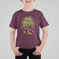 Christmas Palm Tree T Shirt For Kid Xmas Lights Tropical Hawaiian Holidays - Wonder Print Shop