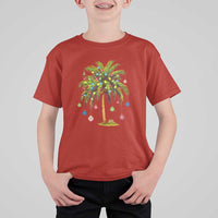 Christmas Palm Tree T Shirt For Kid Xmas Lights Tropical Hawaiian Holidays - Wonder Print Shop