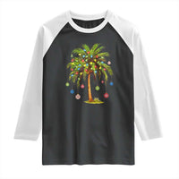 Christmas Palm Tree Raglan Shirt Xmas Lights Tropical Hawaiian Holidays