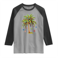 Christmas Palm Tree Raglan Shirt Xmas Lights Tropical Hawaiian Holidays
