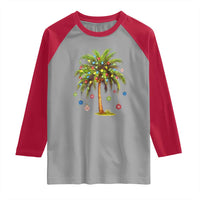 Christmas Palm Tree Raglan Shirt Xmas Lights Tropical Hawaiian Holidays