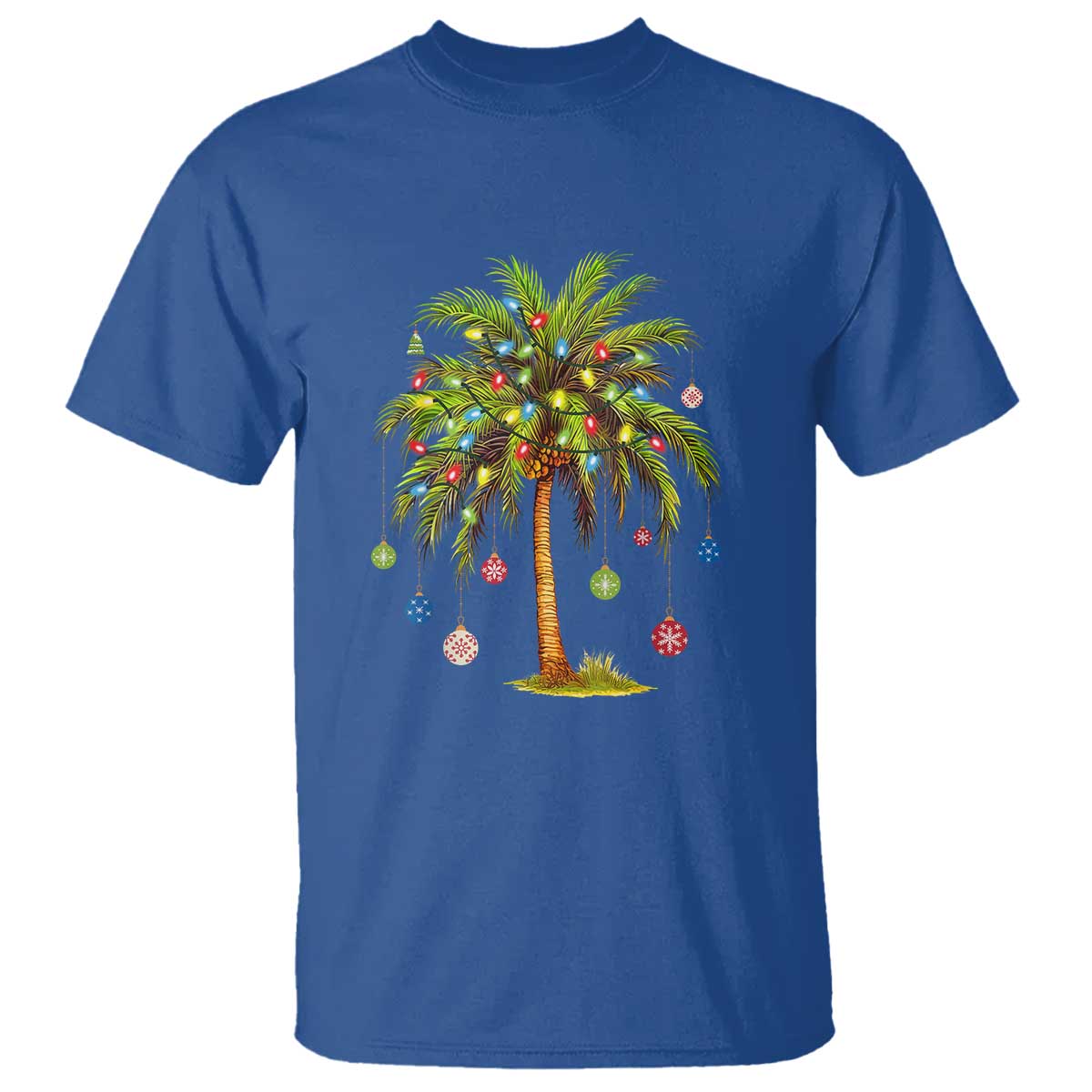 Christmas Palm Tree T Shirt Xmas Lights Tropical Hawaiian Holidays - Wonder Print Shop