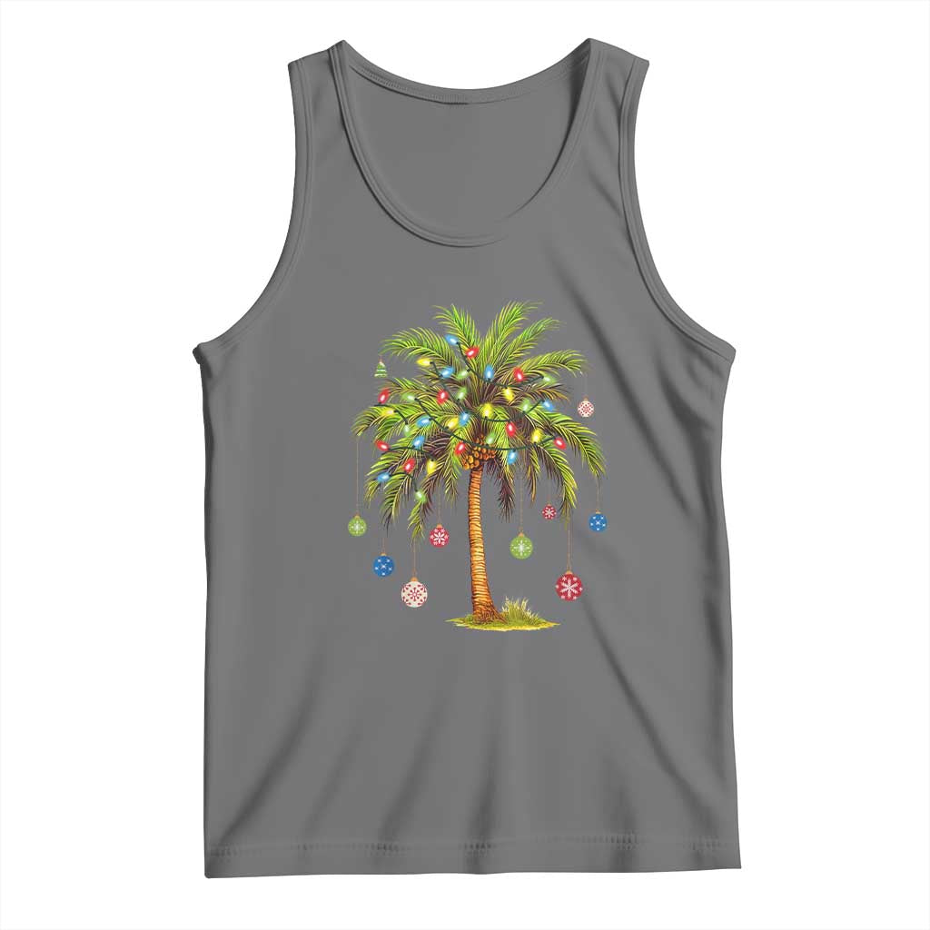 Christmas Palm Tree Tank Top Xmas Lights Tropical Hawaiian Holidays