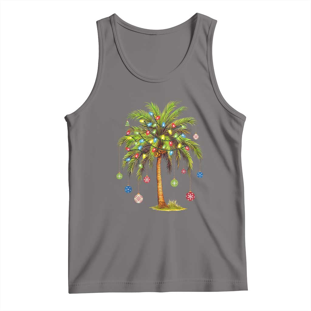 Christmas Palm Tree Tank Top Xmas Lights Tropical Hawaiian Holidays