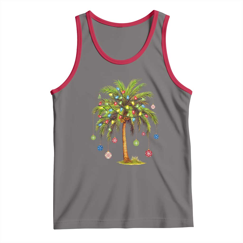 Christmas Palm Tree Tank Top Xmas Lights Tropical Hawaiian Holidays