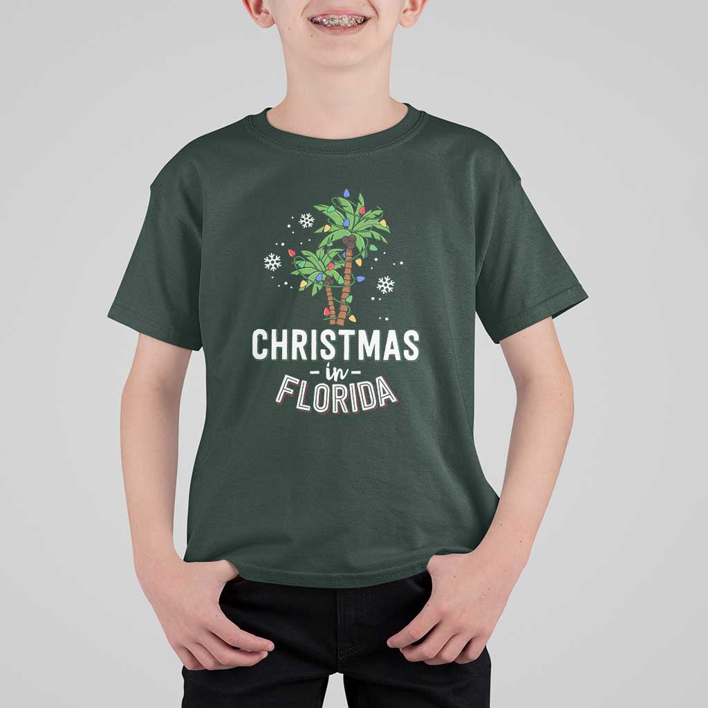 Christmas In Florida T Shirt For Kid Deck The Palm Trees Xmas Matching Family Vacation - Wonder Print Shop