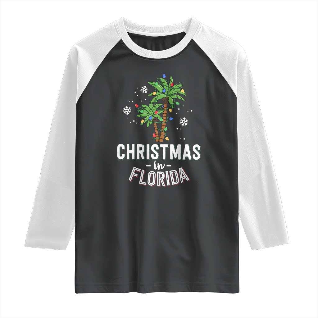Christmas In Florida Raglan Shirt Deck The Palm Trees Xmas Matching Family Vacation