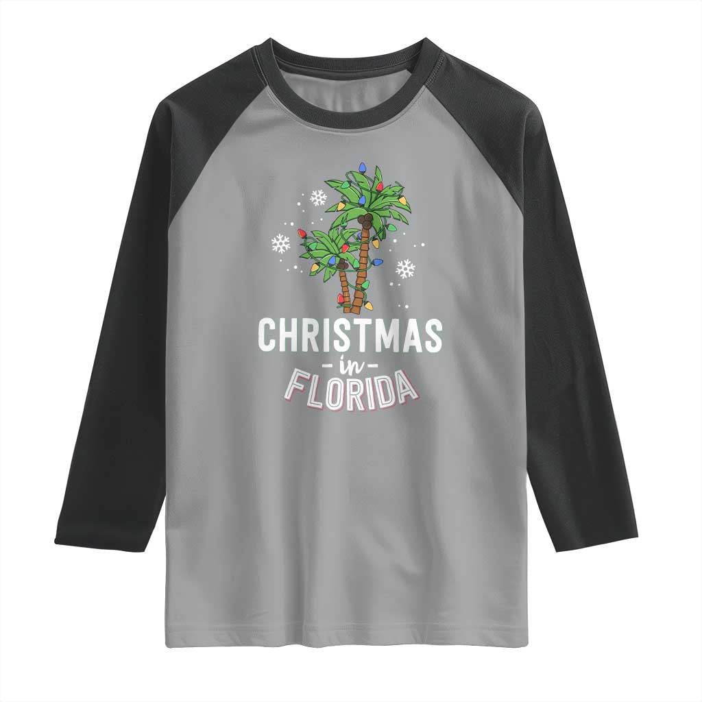 Christmas In Florida Raglan Shirt Deck The Palm Trees Xmas Matching Family Vacation