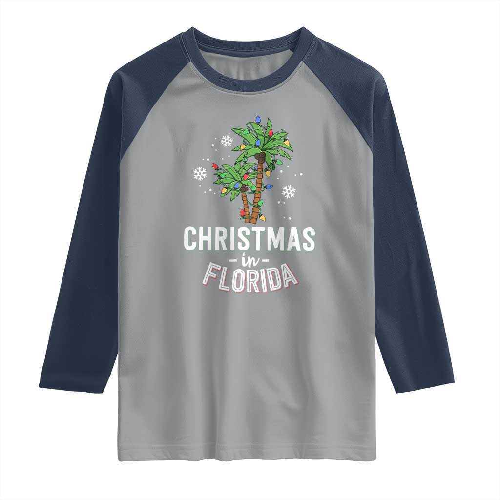 Christmas In Florida Raglan Shirt Deck The Palm Trees Xmas Matching Family Vacation