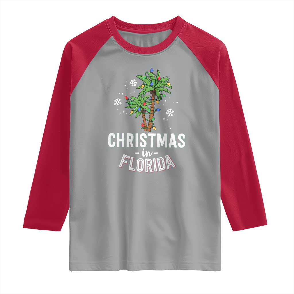 Christmas In Florida Raglan Shirt Deck The Palm Trees Xmas Matching Family Vacation