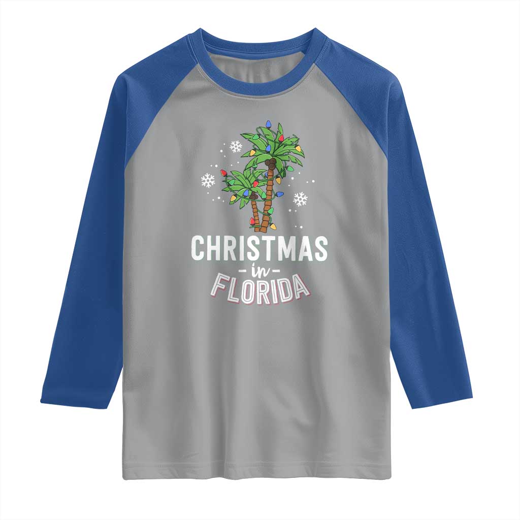 Christmas In Florida Raglan Shirt Deck The Palm Trees Xmas Matching Family Vacation