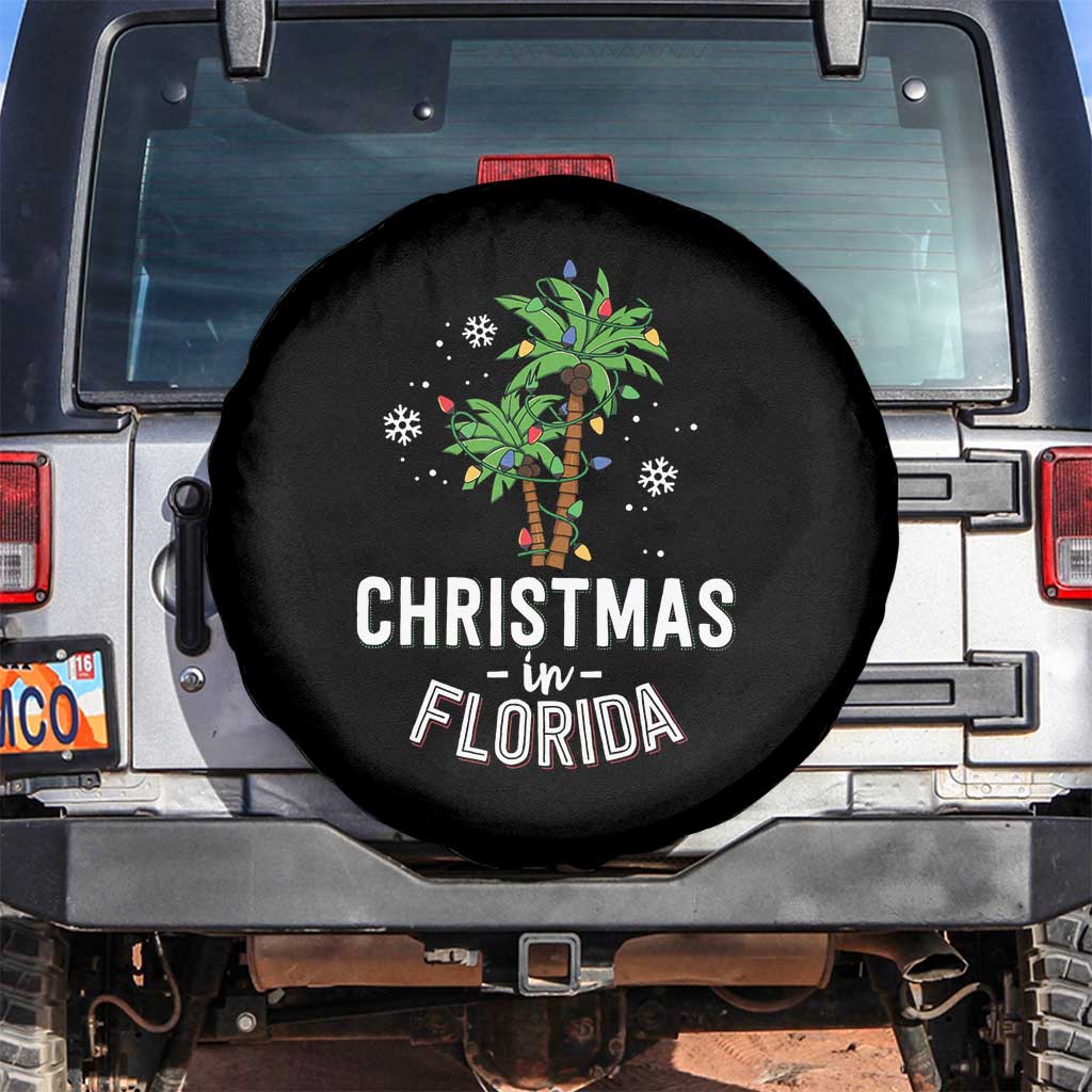 Christmas In Florida Spare Tire Cover Deck The Palm Trees Xmas Matching Family Vacation