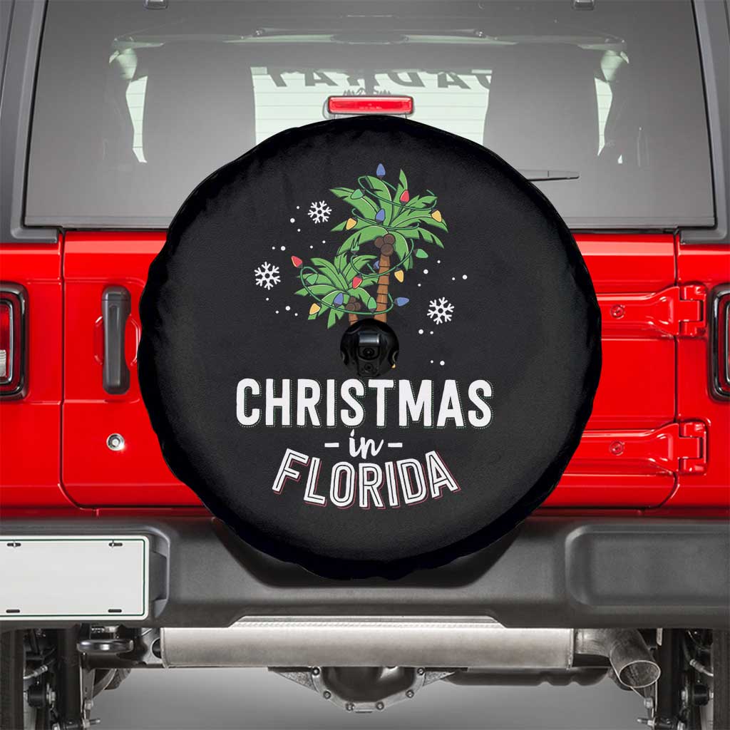 Christmas In Florida Spare Tire Cover Deck The Palm Trees Xmas Matching Family Vacation