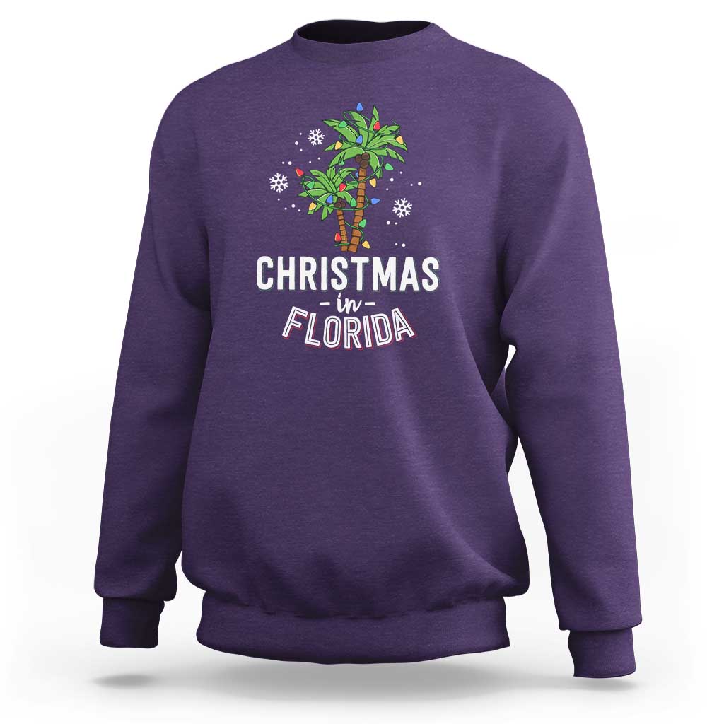 Christmas In Florida Sweatshirt Deck The Palm Trees Xmas Matching Family Vacation - Wonder Print Shop